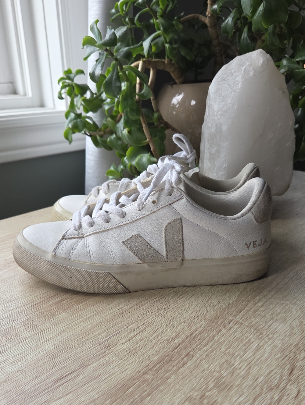 Veja Women's White Sneakers with Cream Accents